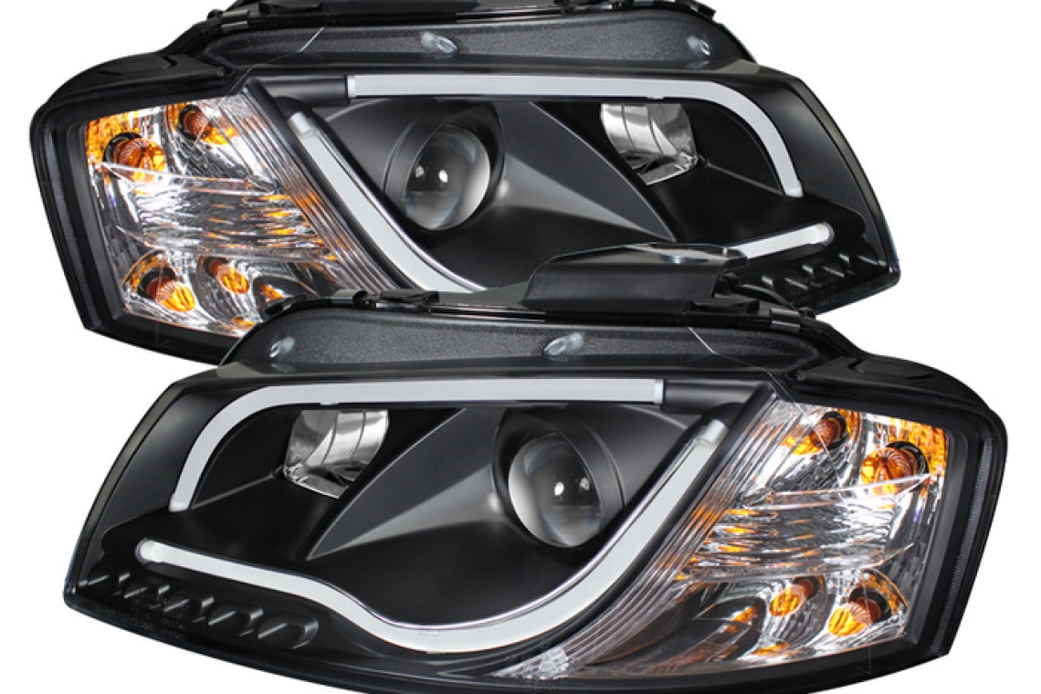 Spyder Projector Light Tube Headlights for 2006-2008 Audi A3