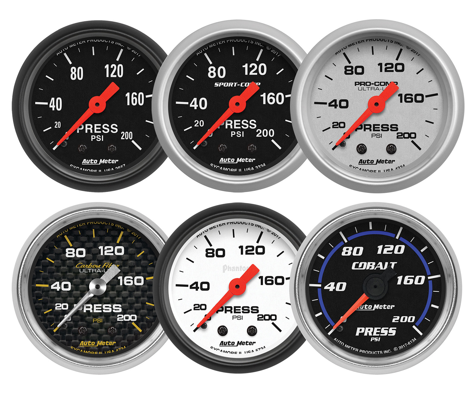 PASMAG PERFORMANCE AUTO AND SOUND AutoMeter 200 PSI Pressure Gauges