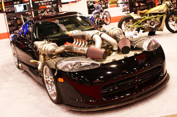 The 2000whp twin turbo Viper at the K&N booth definitely stole the show! Other notables included Vaughn Gittin's RTR Mustang, UGR Murcielago Twin Turbo, iForged SL55 Widebody and the Wraptivo BMW M3 to wrap up our TOP 5 at SEMA!!!