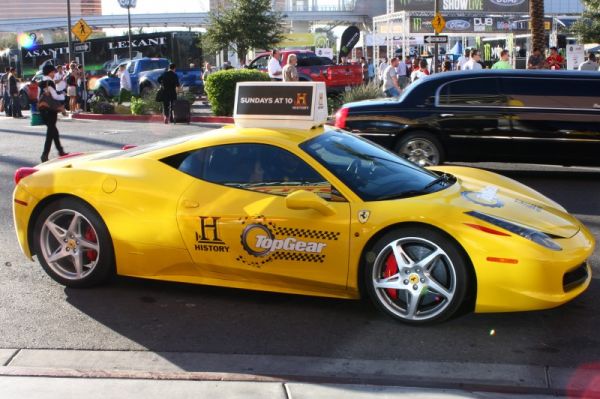 Top Gear is coming to the USA on the History Channel and was promoting the show with Exotic taxis!
