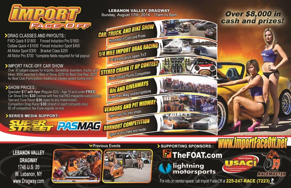 PASMAG Import Face Off Albany New York August 17 2014 Event Schedule Flyer Back