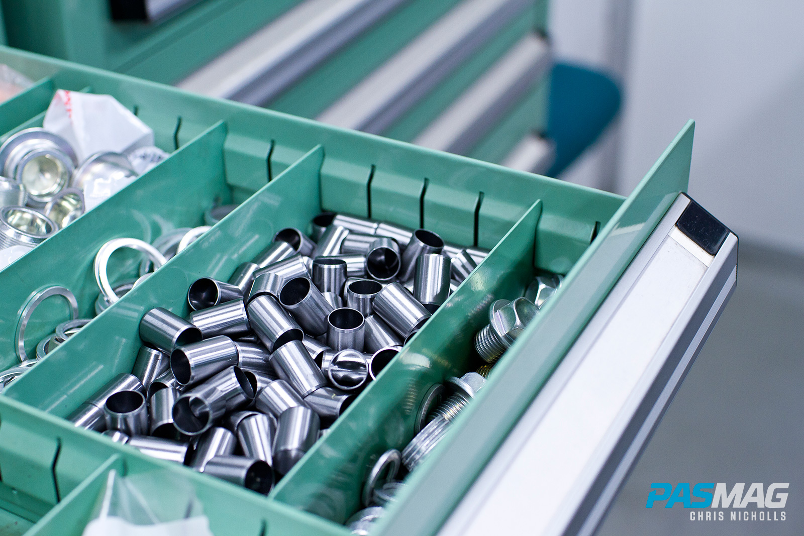 Spoon Sports Type One Garage Shop Tour PASMAG Engine building room parts drawer shot