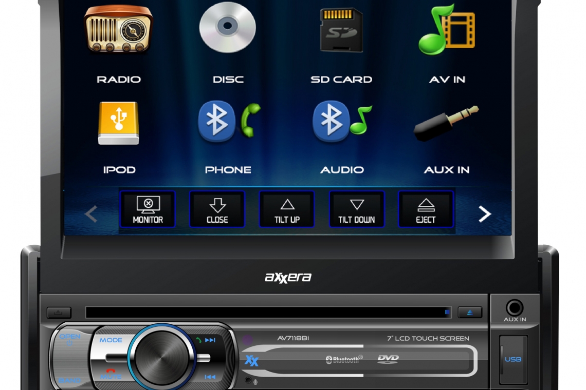 Axxera AV7118Bi Single-DIN Multimedia DVD Receiver