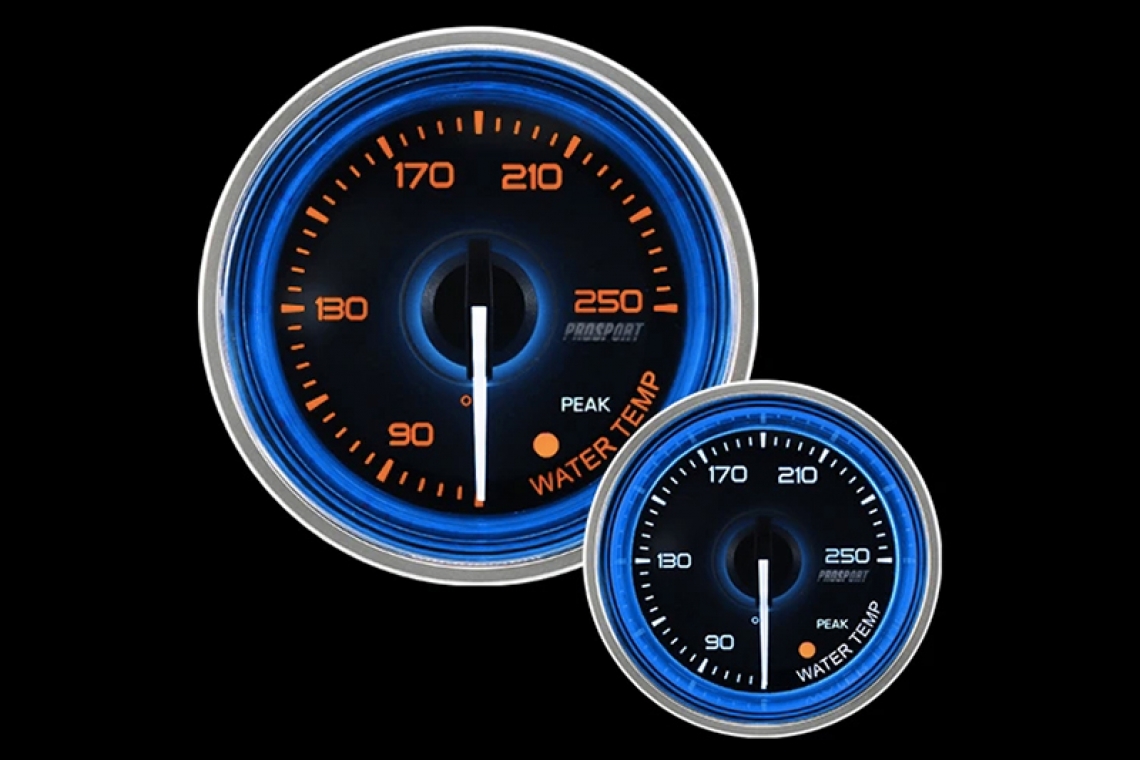 Prosport Gauges 2-1/16" Crystal Blue/White Water Temperature Gauge