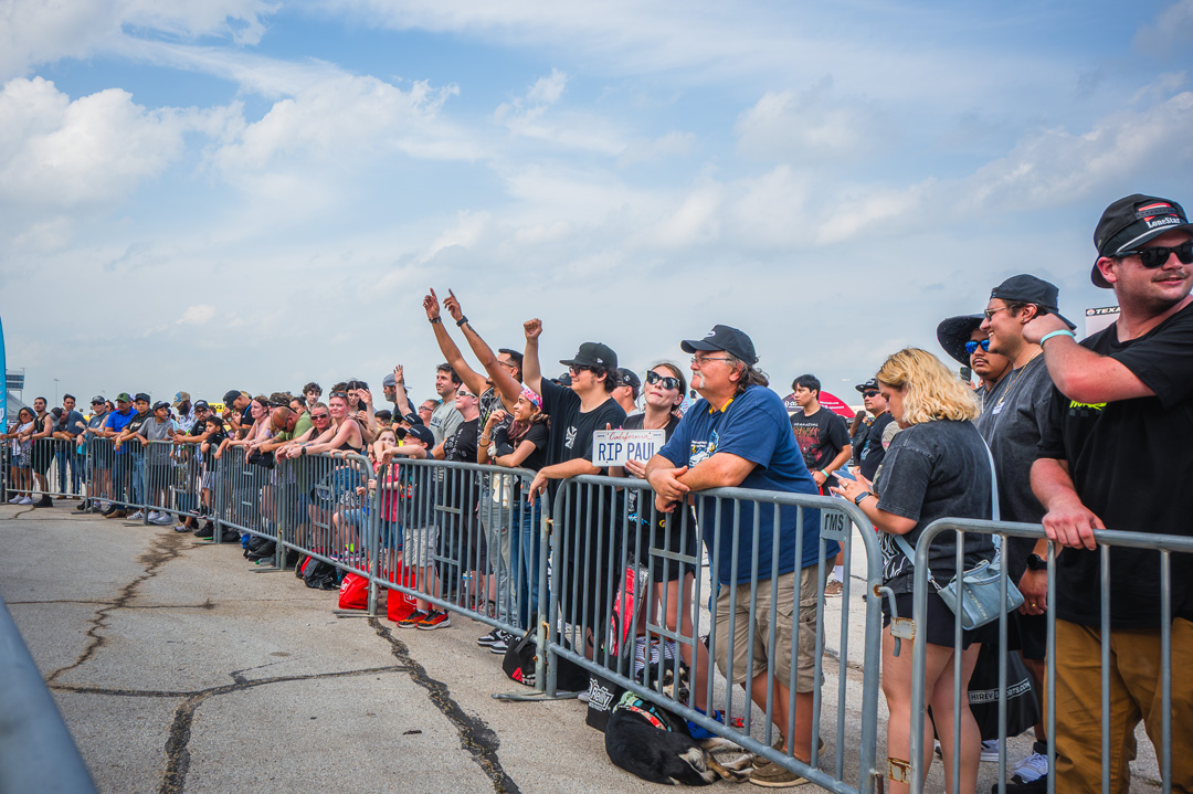 FuelFest attendees gathered along the barriers watching drifting and ride-along action at Texas Motor Speedway.