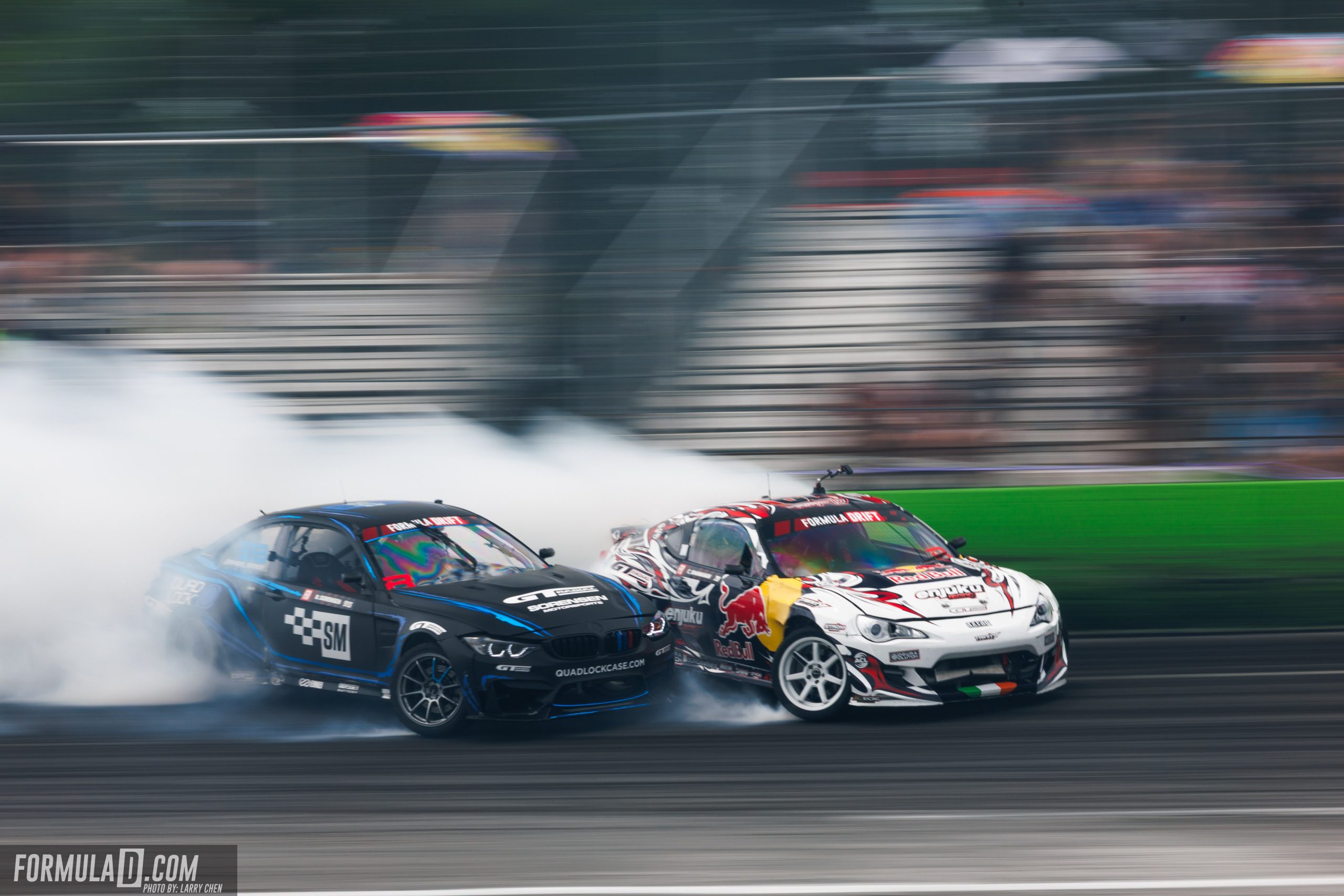 Conor Shanahan battles in his Red Bull Toyota GT86 during Formula Drift Orlando at Orlando Speed World.