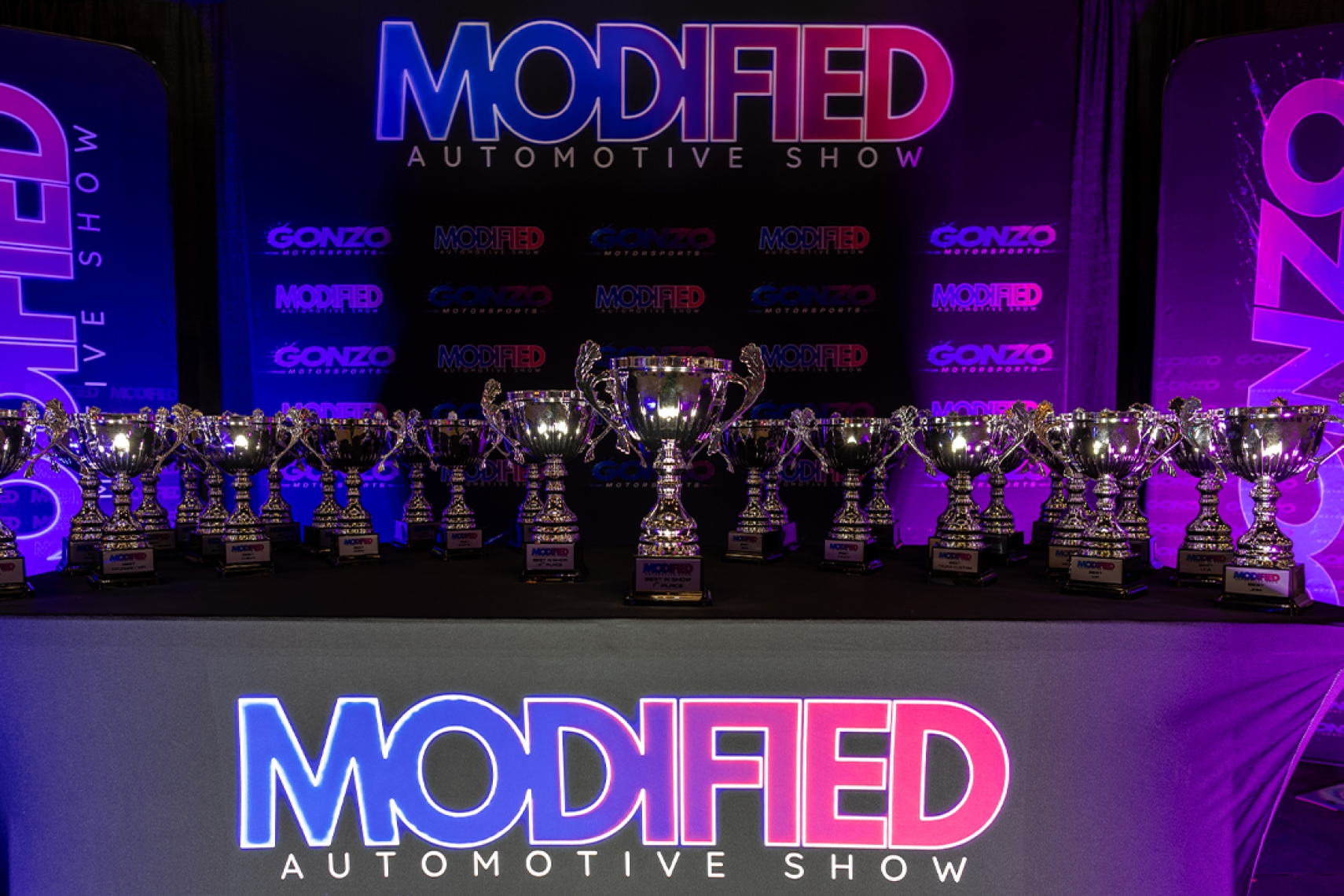 Modified Automotive Show awards display at the inaugural 2026 event in Regina, Saskatchewan.