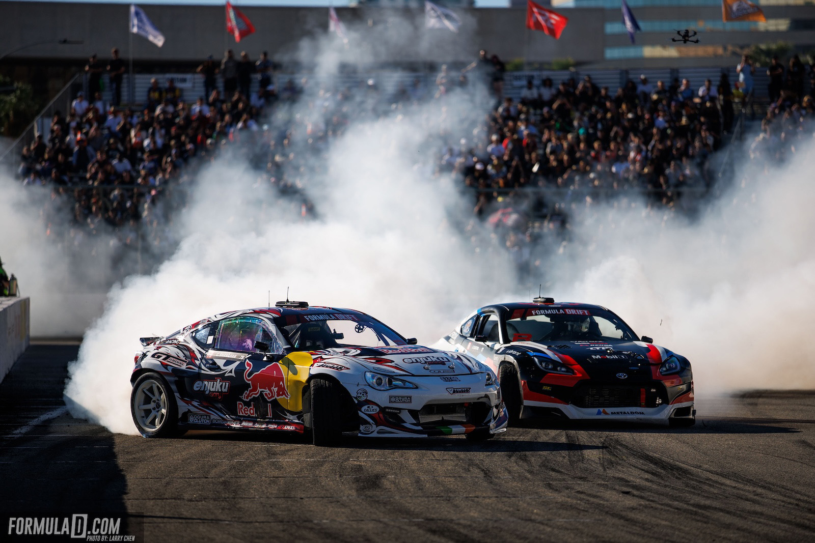 Formula Drift PRO Round 8 action at the 2026 Shoreline Showdown in Long Beach, California.
