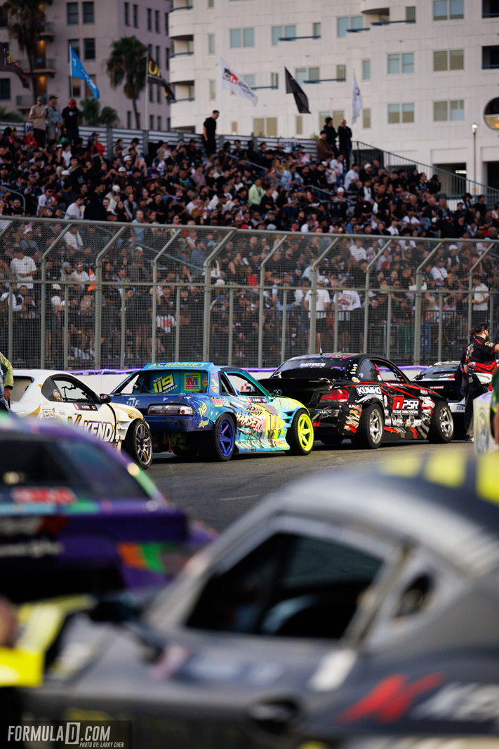 Formula Drift PRO Round 8 action at the 2026 Shoreline Showdown in Long Beach, California.