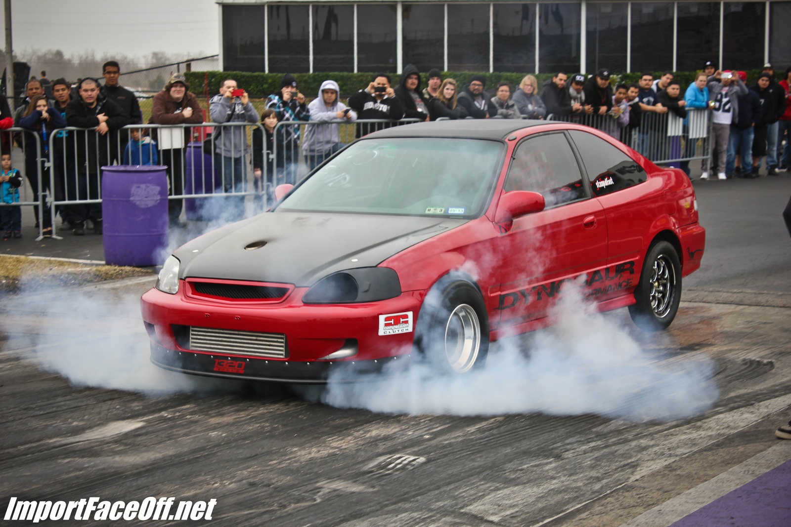 PASMAG - Import Face-Off In Baytown TX On Feb 9 2014 - Dynosaur Honda  Civic Burnout