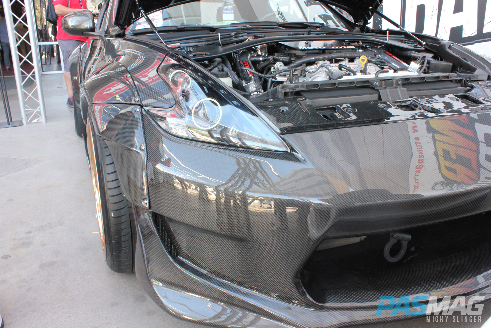 PASMAG Tuner Battlegrounds 2014 Battle for SEMA Moses Awad Nissan 370Z Carbon Signal Moonbeam Widebody