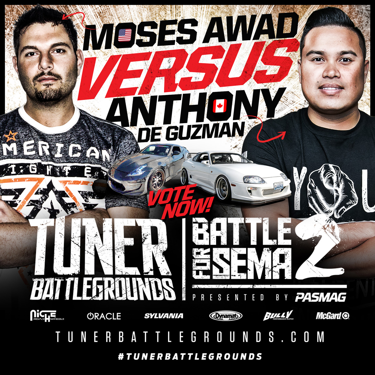 PASMAG Tuner Battlegrounds 2014 Battle for SEMA Moses vs Anthony Graphic